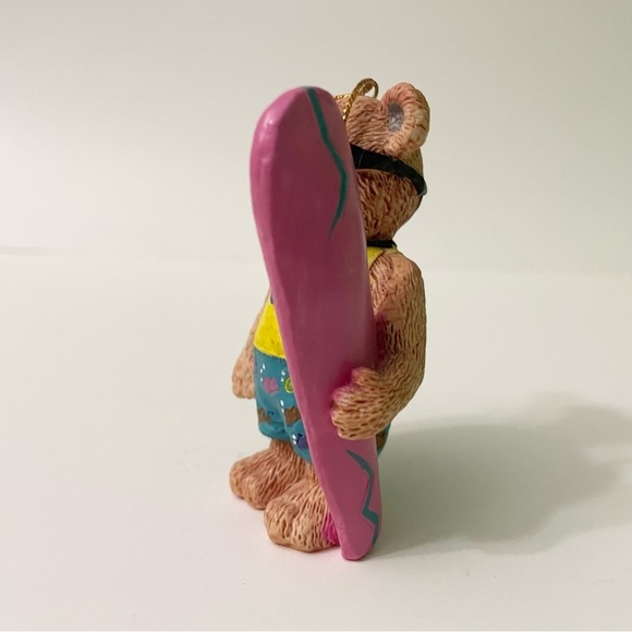 Vtg 1997 Claire’s Surfing Bear Ornament with Pink Surfboard - Picture 6 of 10
